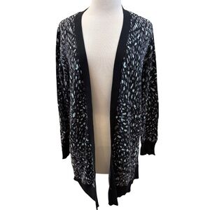 Lane Bryant metallic leopard print long open cardigan sweater 18/20 Plus Size